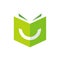 Smile book logo template, happy learning symbol, fun education concept, flat icon design - Vector