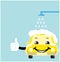 Smile cartoon car in car wash