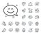 Smile chat line icon. Happy face sign. Emoticon speech bubble. Crepe, sweet popcorn and salad. Vector