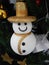 Smile Christmas Snowman with gold hat.