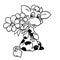 Smile cow gift bouquet flowers illustration character