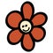 Smile Daisy in 70s or 60s Retro Trippy Style. Smiling Flower 1970 Icon. Seventies Groovy Flowers. Cartoon Character