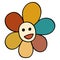 Smile Daisy in 70s or 60s Retro Trippy Style. Smiling Flower 1970 Icon. Seventies Groovy Flowers. Cartoon Character