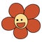 Smile Daisy in 70s or 60s Retro Trippy Style. Smiling Flower 1970 Icon. Seventies Groovy Flowers. Cartoon Character