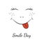 Smile day symbol character smiley face red tongue