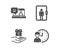 Smile, Elevator and Loyalty program icons. Working hours sign. Laptop feedback, Office transportation, Gift. Vector