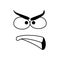 Smile emoticon, disgruntled cartoon emoji face