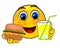 Smile emoticons holding hamburger and ice lemonade