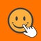 Smile face icon. Happiness concept. Hand Mouse Cursor Clicks the Button