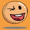 Smile face icon. Vector illustration face with emotions. Hand drawn winking face