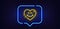 Smile face line icon. Happy emoticon chat sign. Heart face. Neon light speech bubble. Vector