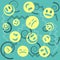 Smile face pattern with colourful smileys for textiles background. Smiles icon background. design vector