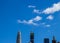 Smile formed with clouds hangs in the sky over Chicago`s skyscrapers