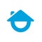 Smile home or smiling house logo design, vector icon illustration