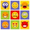 Smile icon. Smiley faces expressing different feelings.