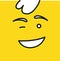 Smile icon template design. Smile emoticon vector logo on yellow background. Face line art style.
