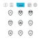 Smile icons. Sunglasses, mustache and laughing.