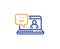 Smile laptop line icon. Positive feedback rating sign. Vector