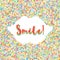 Smile lettering colorful banner Dot background silhouette of lips