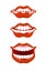 Smile lips set. Content mouth collection.