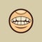 Smile Mouth with Teeth in Circle Vector