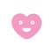 Smile pretty pink heart face sign icon. Happy smiley chat symbol. Colored Flat design button. Vector illustration