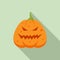 Smile pumpkin icon, flat style