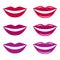 Smile, purple and Burgundy lips, mouth. vamp woman. glamour, brilliance, gloss. vector