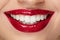 Smile With Red Lips And White Teeth