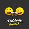 Smile! It`s Friday - Banner with Winking Eyed Emoticons and Glasses of Beer