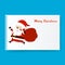 Smile Santa claus cartoon holding big red bag on white