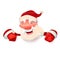 Smile Santa Claus holding white paper