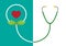 Smile shape from stethoscope and red heart, illustrations.