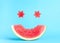 A smile of watermelon on a blue background