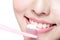 Smile woman brush teeth