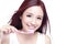 Smile woman brush teeth