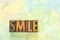 Smile word in wood type