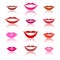 Smiles, lips icons on white