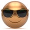 Smiley alien face cartoon cute sunglasses head emoticon gold