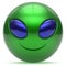 Smiley alien face cartoon head emoticon monster ball green