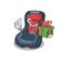 Smiley baby car seat character with gift box