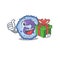 Smiley basophil cell character with gift box