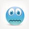 Smiley, blue face with emotions.Realistic emoji. Sad or happy,angry emoticon mood.Cartoon character.Vector illustration.