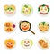 Smiley Breakfast Food Arrangement or Serving Above View Vector Set