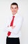 Smiley businessman with red necktie