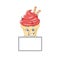 Smiley cherry ice cream cartoon character style bring board