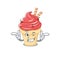 Smiley cherry ice creamcartoon design style showing wink eye