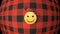 Smiley, cloth badge on the flannel shirt, close up