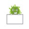 Smiley coronavirus cartoon character style bring board