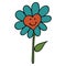 Smiley Daisy in 70s or 60s Retro Trippy Style. Smile Flower 1970 Icon. Seventies Groovy Flowers. Hand Drawn Illustration